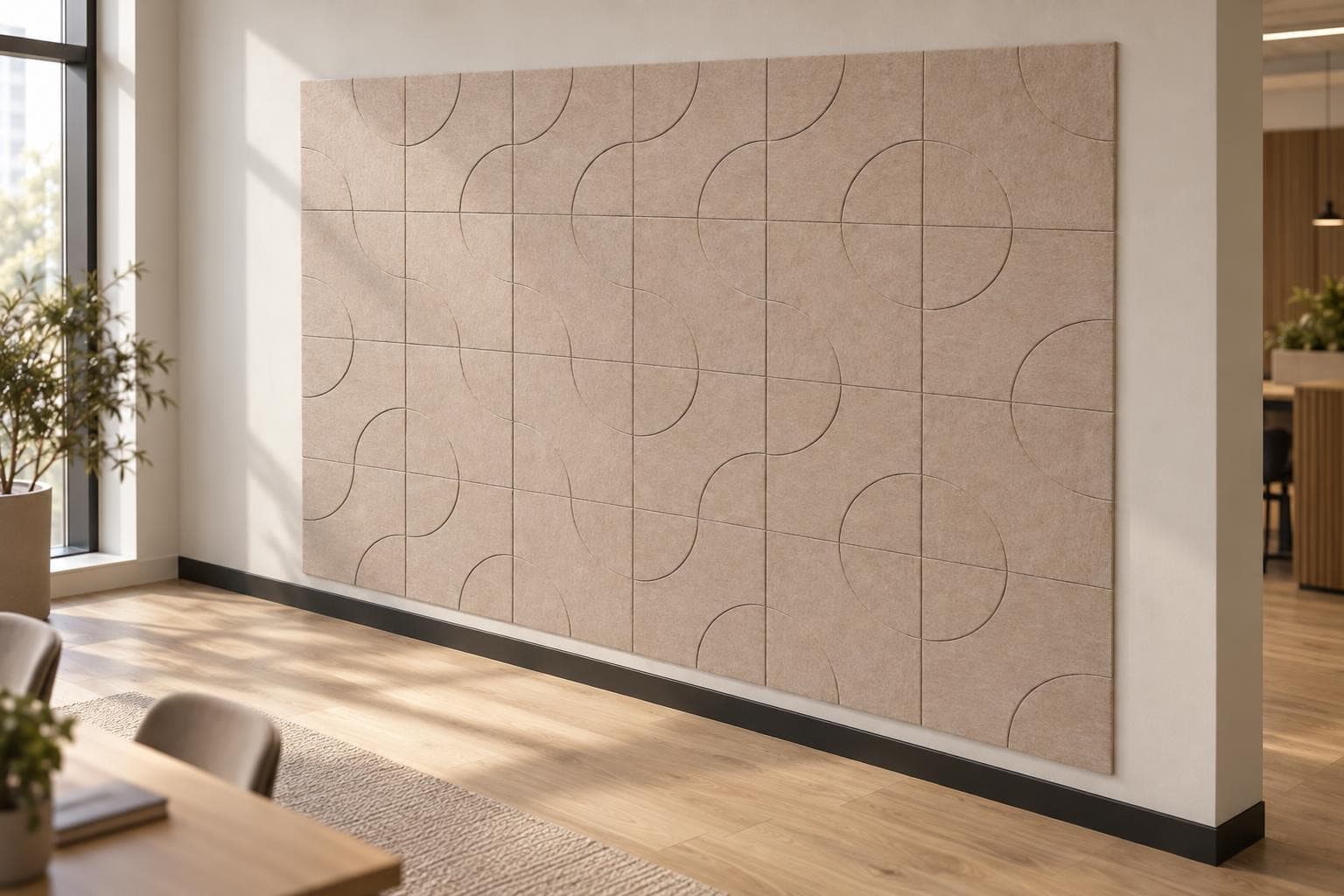 Arc Wall en tres cuartos, render ambientado desde el configurador