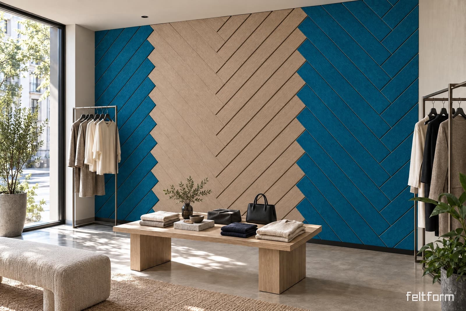 Tweed, espiga larga de frente, render ambientado desde el configurador