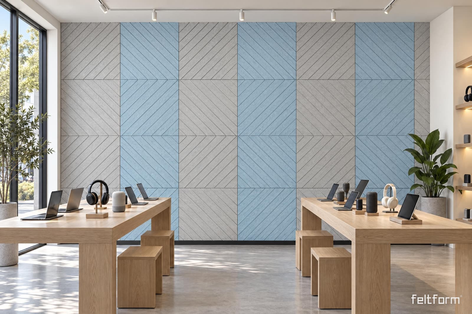 Diagonals Wall de frente, render ambientado desde el configurador