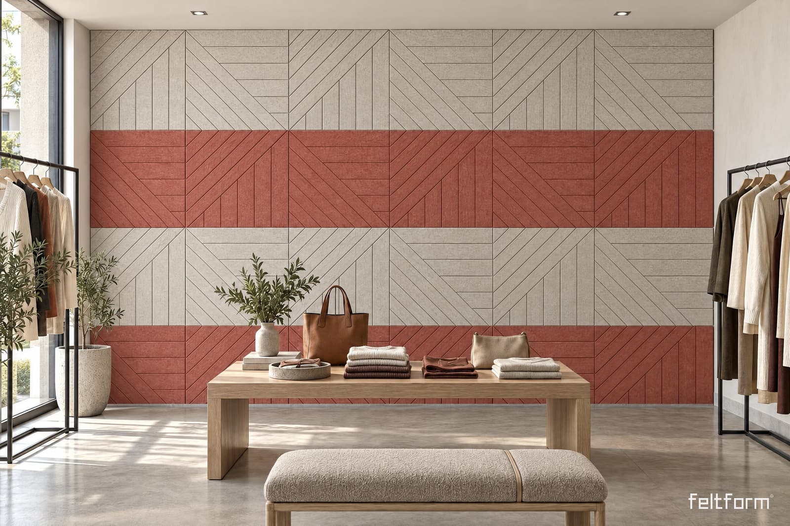 Doublelines Wall de frente, render ambientado desde el configurador