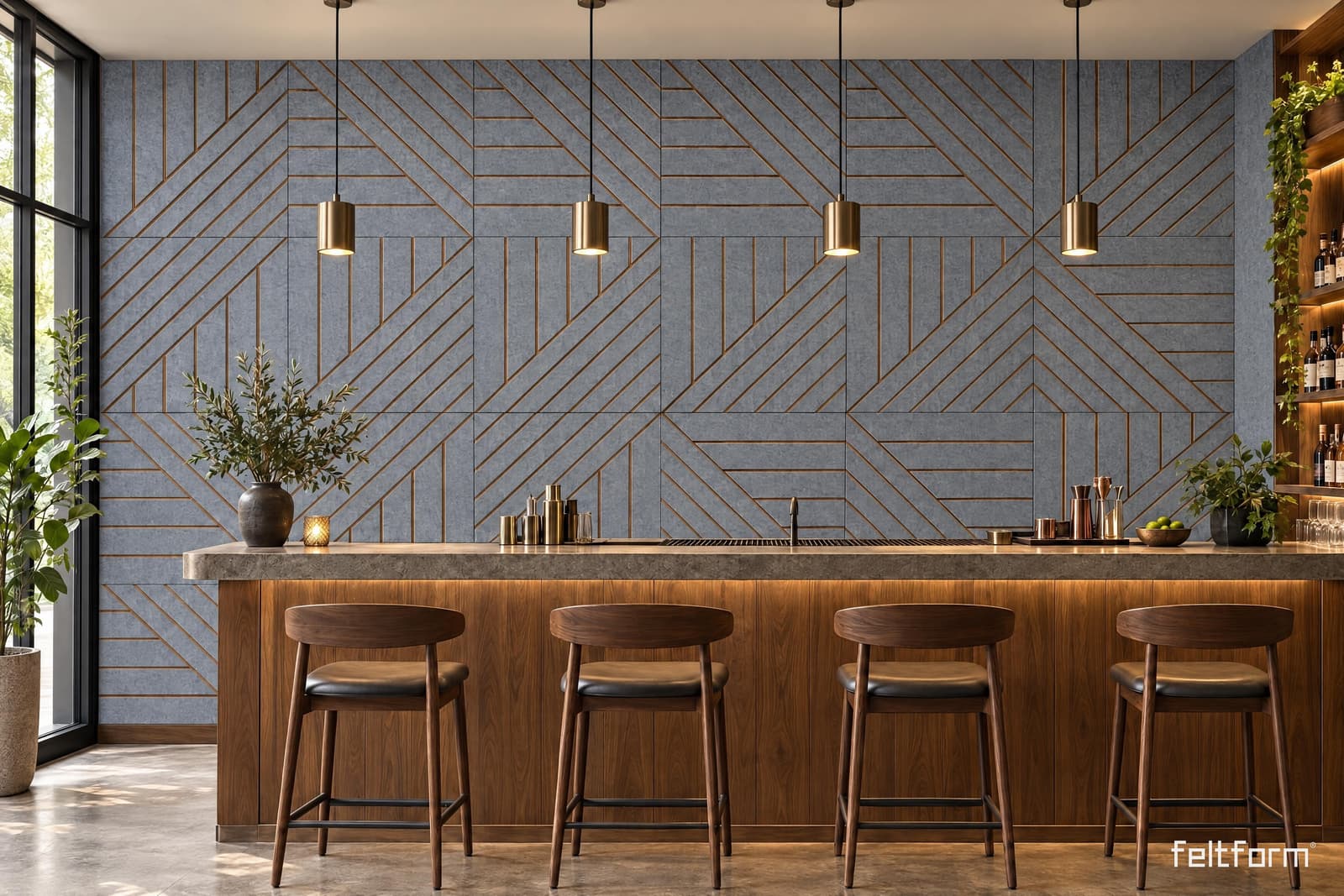Doublelines Wall de frente, render ambientado desde el configurador