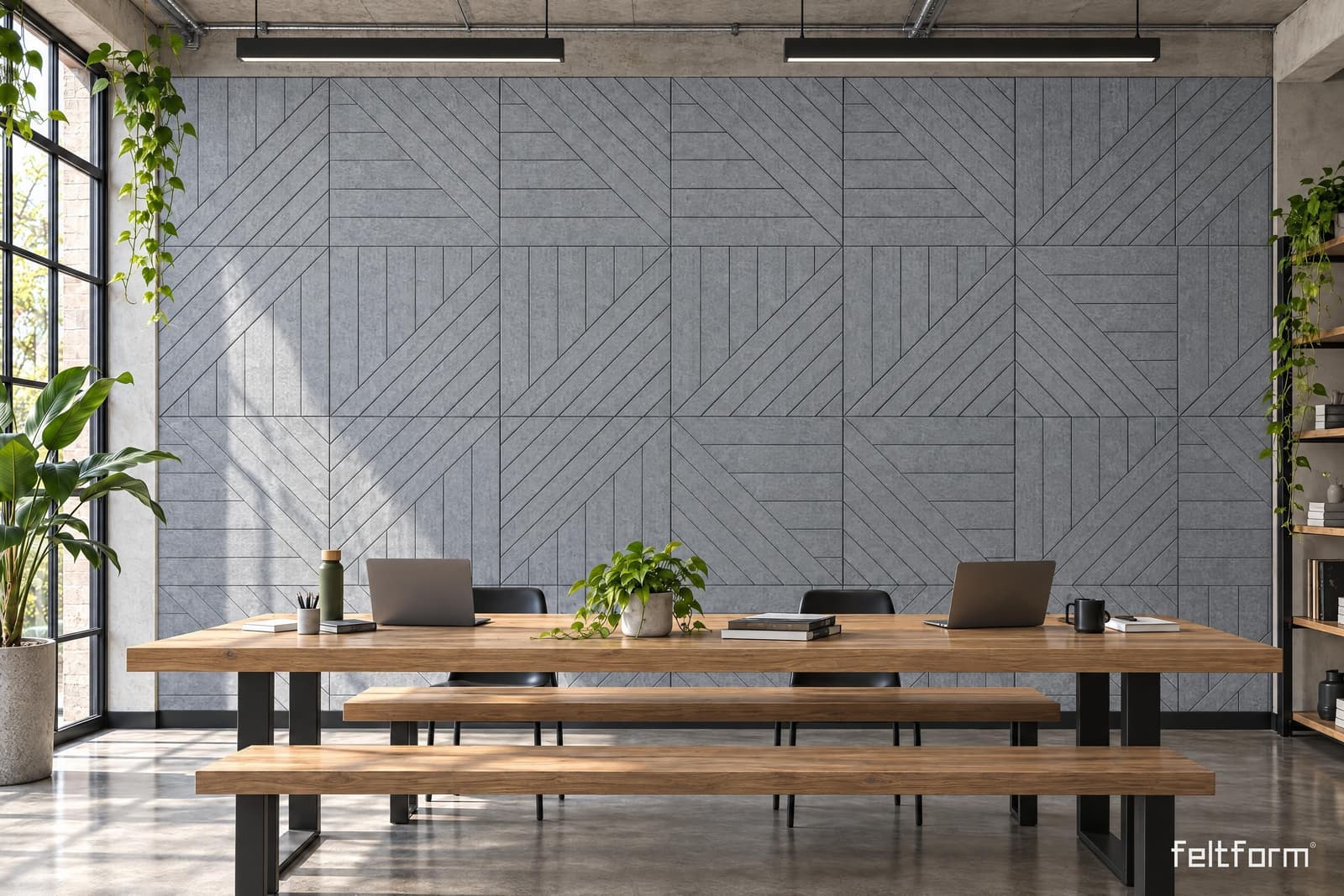 Doublelines Wall de frente, render ambientado desde el configurador