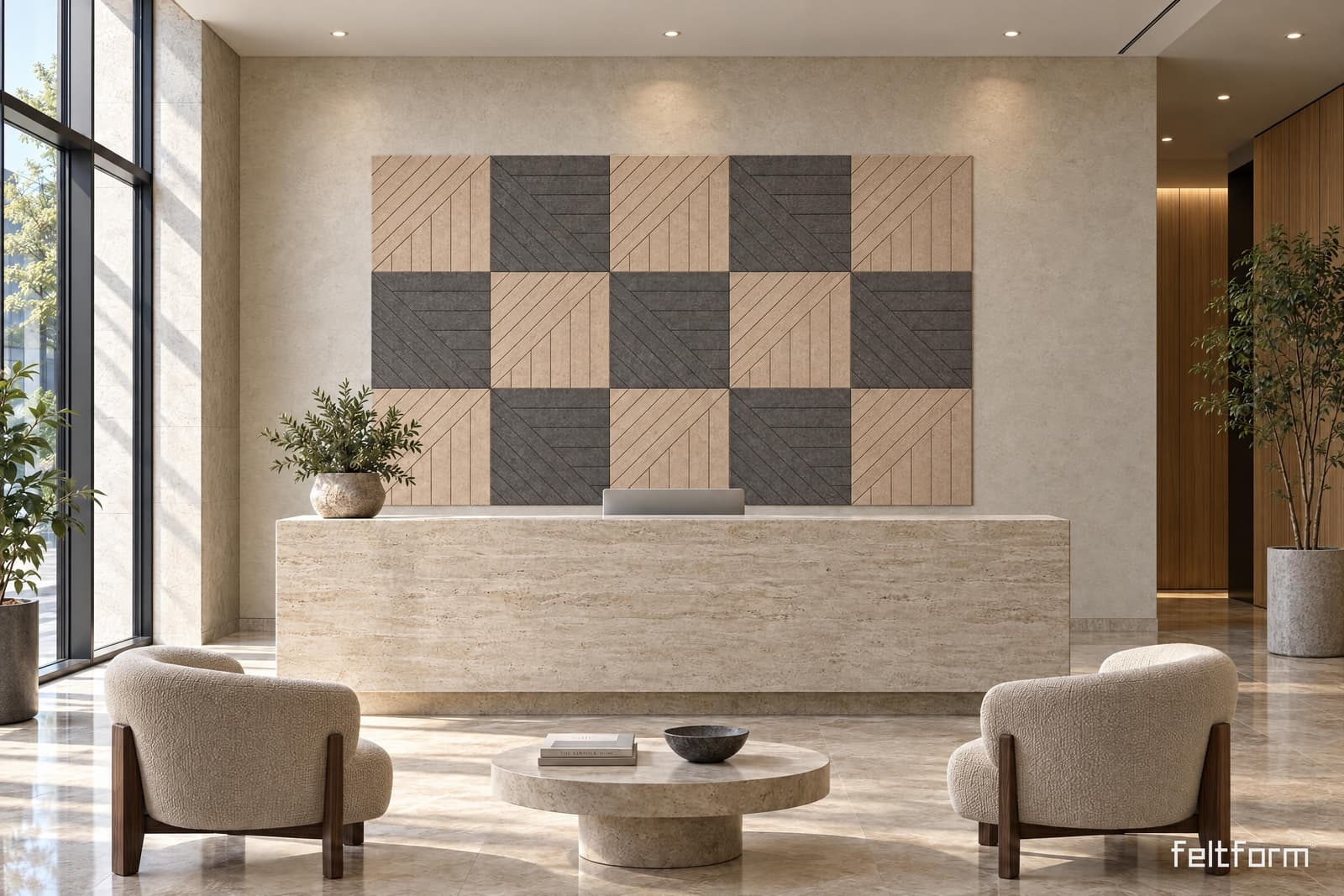 Doublelines Wall de frente, render ambientado desde el configurador