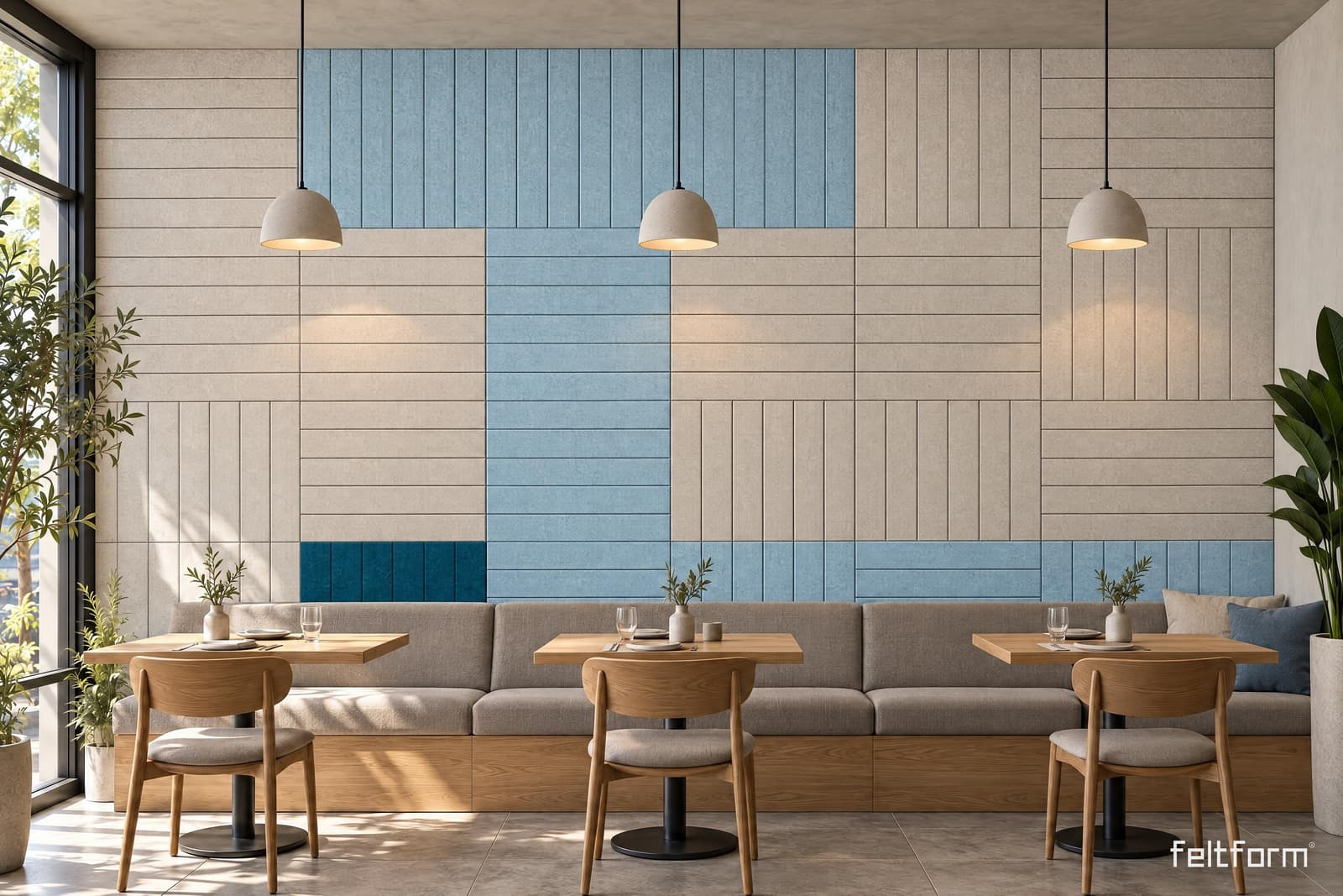 Tileline Wall de frente, render ambientado desde el configurador
