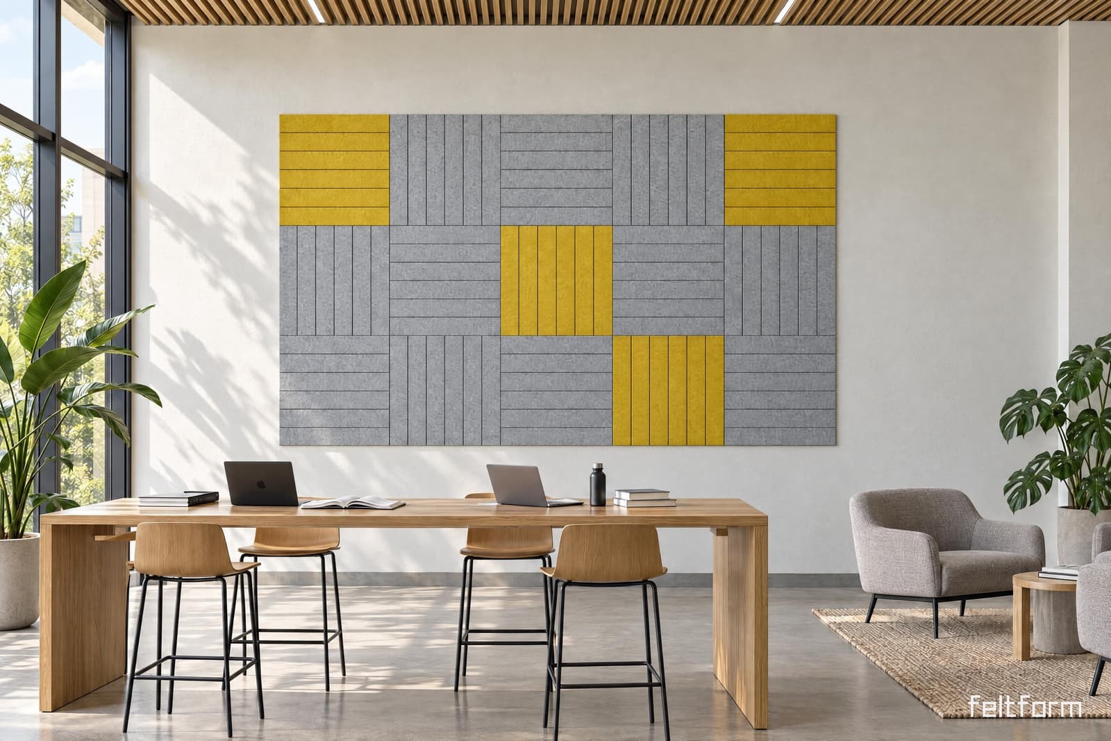 Tileline Wall de frente, render ambientado desde el configurador
