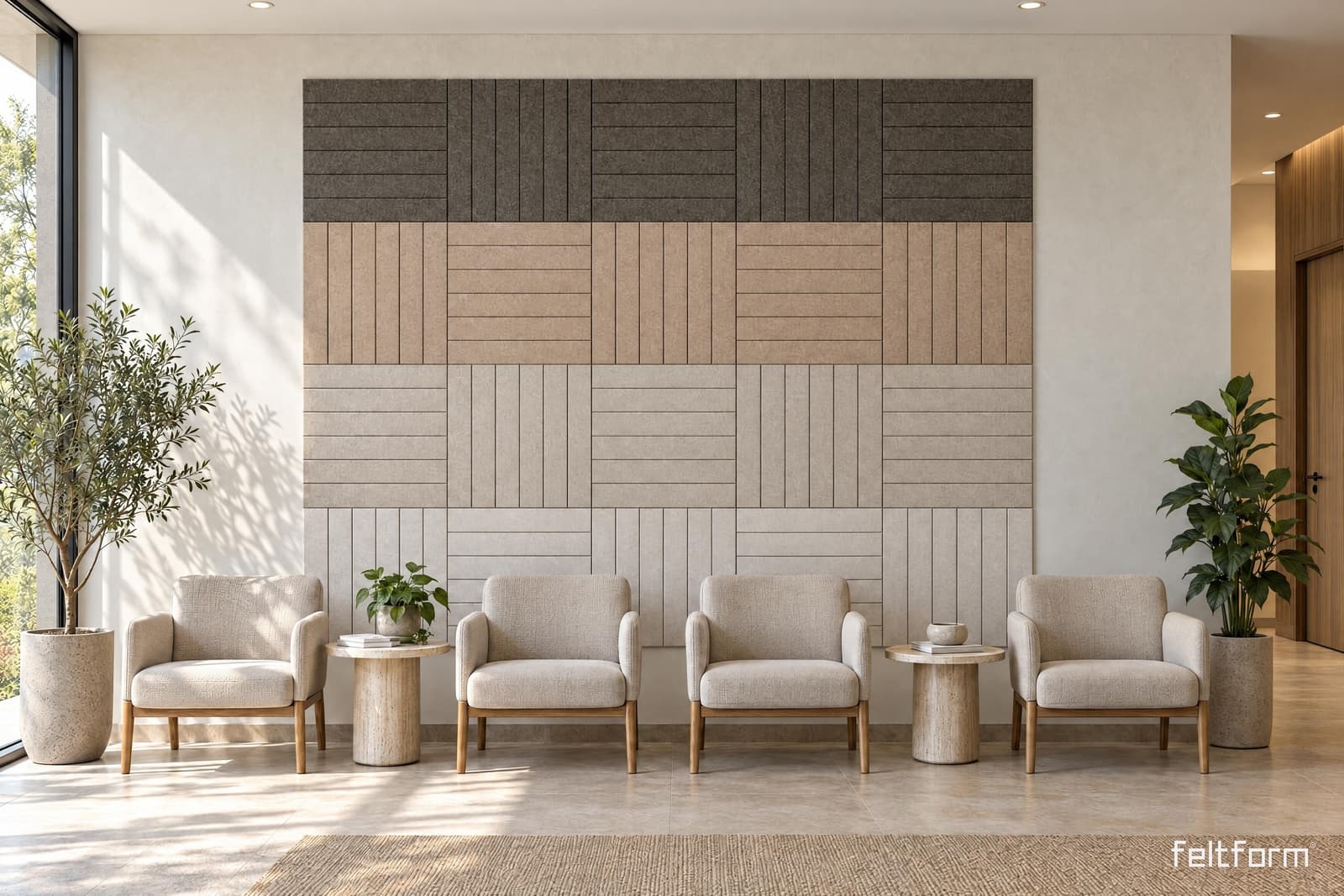 Tileline Wall de frente, render ambientado desde el configurador