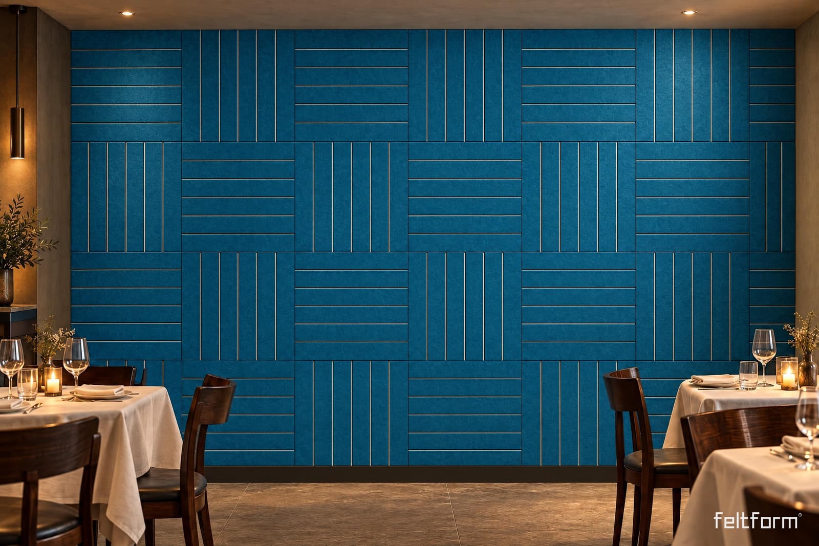 Tileline Wall de frente, render ambientado desde el configurador