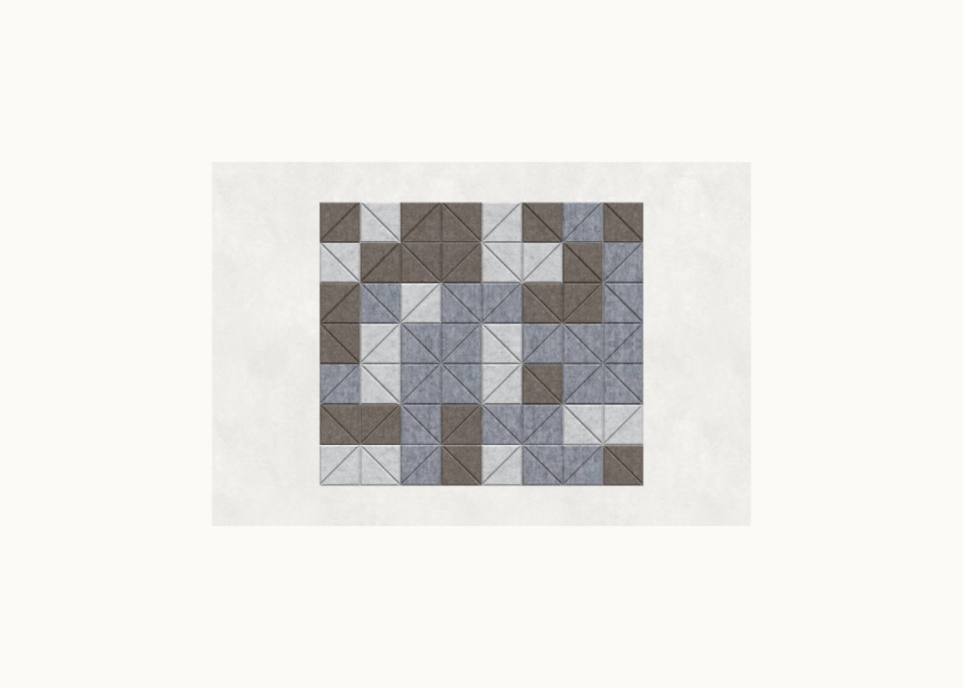 Composición Tangram en diamante — triángulos acústicos de fieltro Feltform